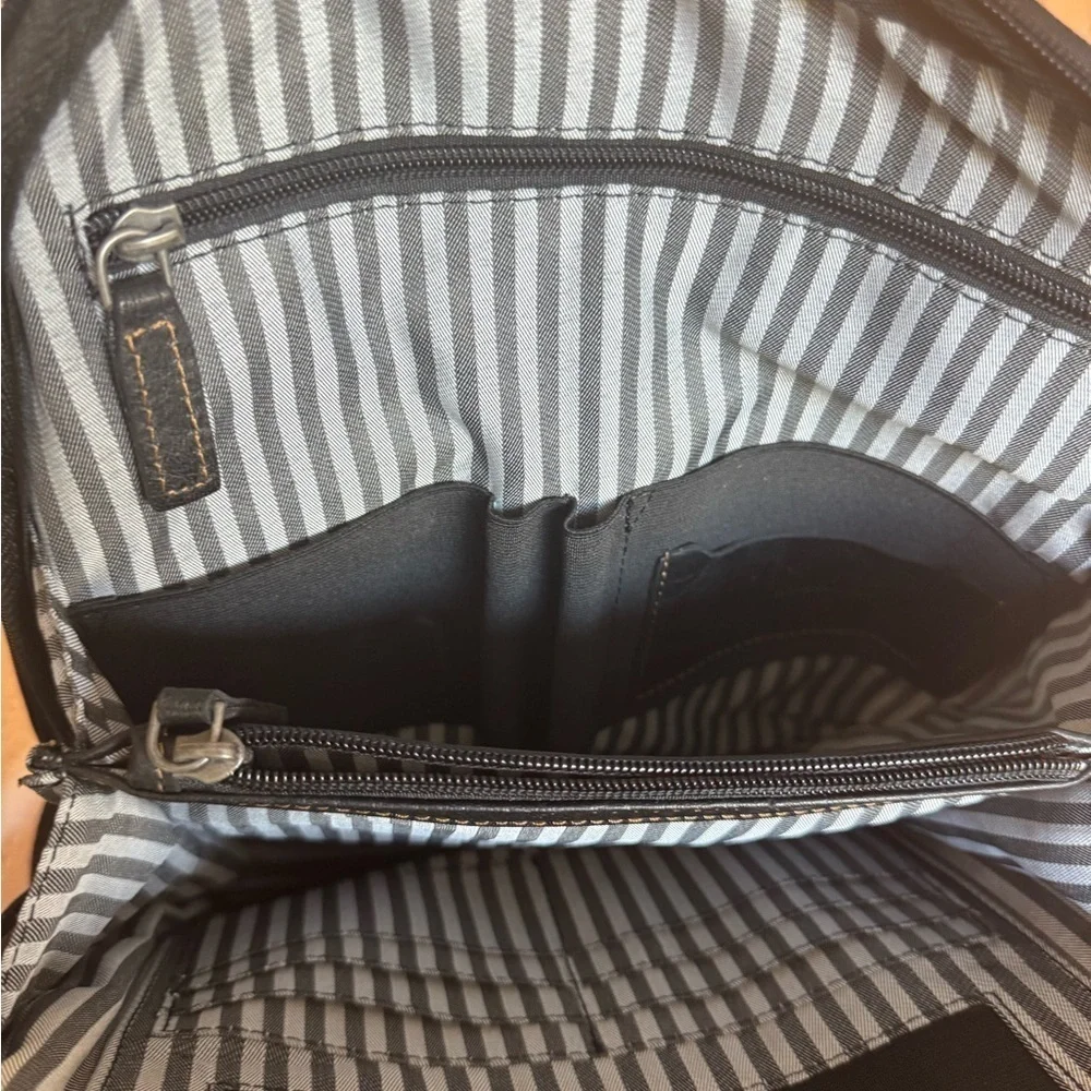 Jack Georges Voyager Collection Black Leather Small Backpack /Crossbody– EUC